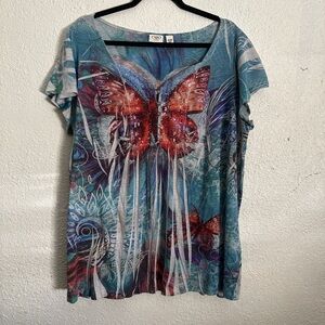 Chico's Multicolor Butterfly Print Women's Top